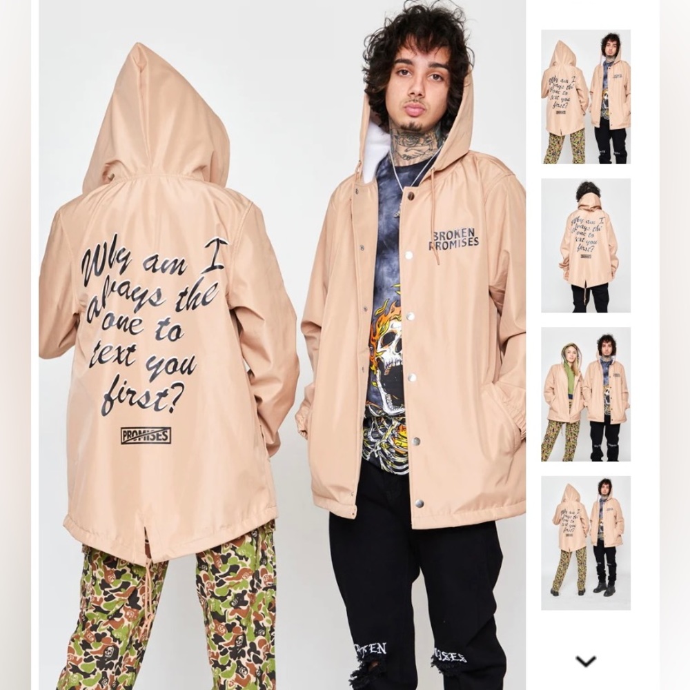 Broken Promises Text First Windbreaker Jacket